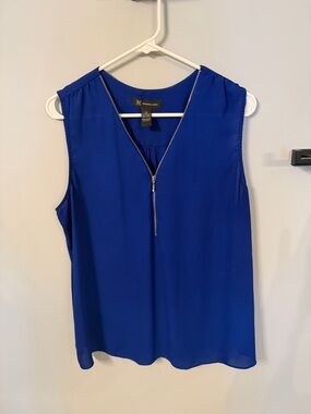 INC International Concepts Zip-Front Sleeveless Top in Blue